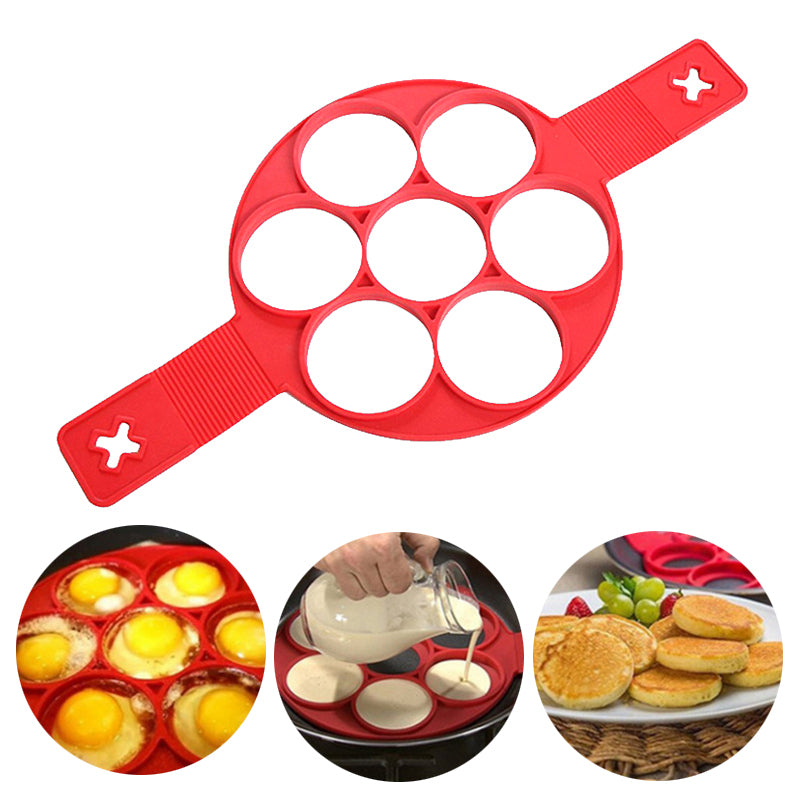 Flip n Cook 7-Hole Non-Stick Silicone Pancake & Egg Mould