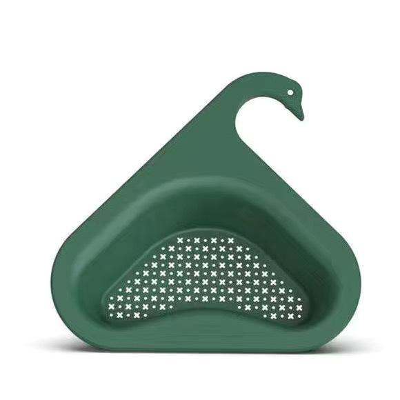 Green triangular corner sink drain basket
