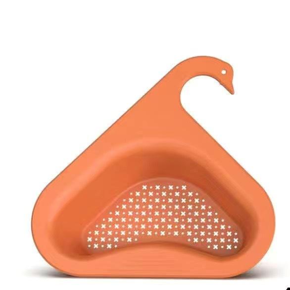 Orange triangular corner sink drain basket