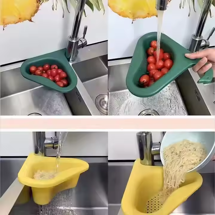 Corner basket used for rinsing produce and draining food