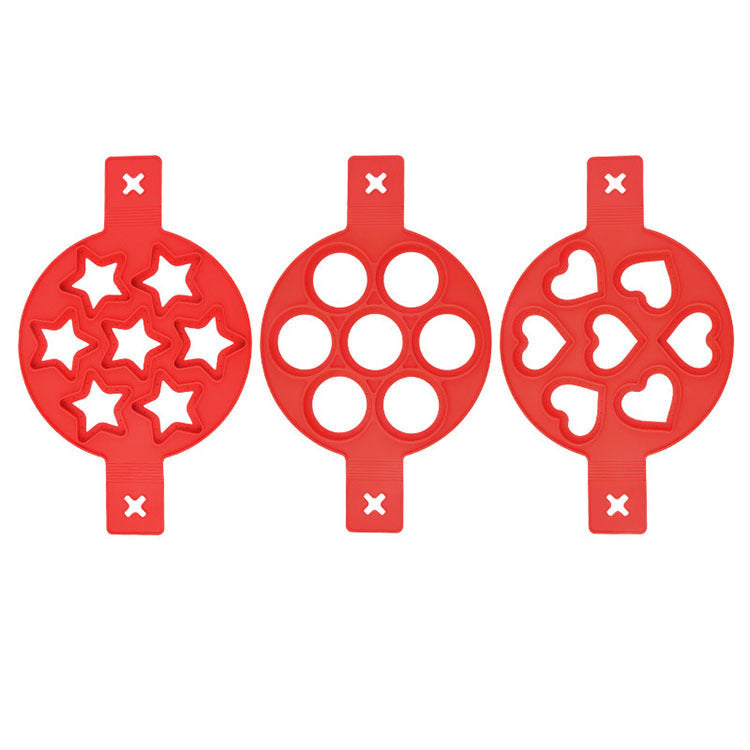 Red Flip n Cook moulds in Star, Round and Heart shapes; sold individually