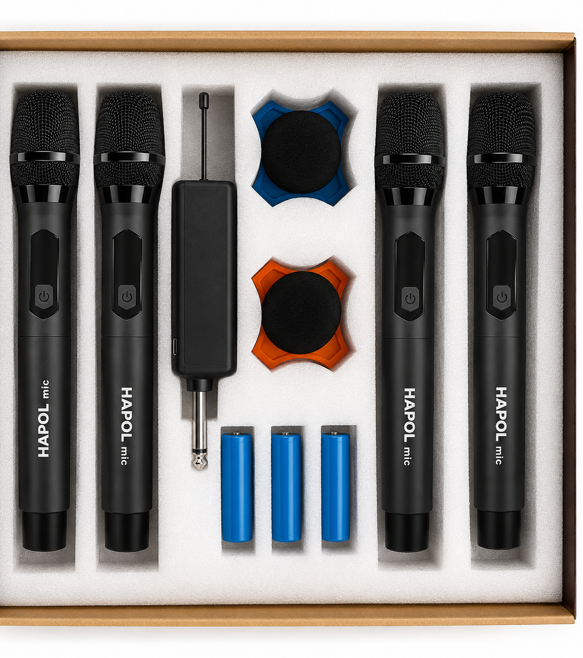 Hapol four-microphone wireless UHF system with receiver